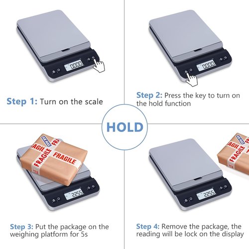 QP Shipping Scale - 86lb High Accuracy Digital Postal Scale with Backlit LCD Display & Hold Function