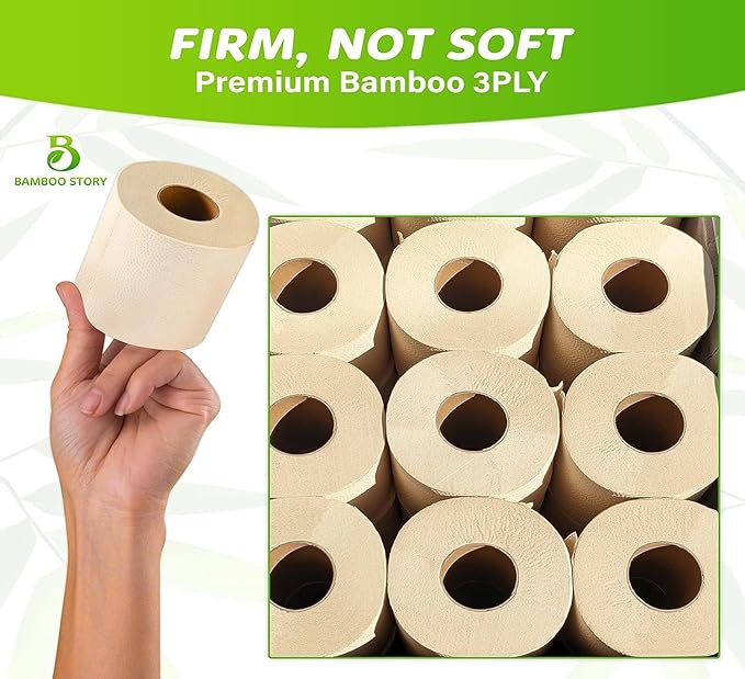 Premium Toilet Paper 6 Rolls, 3PLY & 350 Sheets | FSC Certified, Biodegradable, Unbleached, Chemical Free, Plastic Free, BPA Free, Septic Safe Toilet Tissue (6)