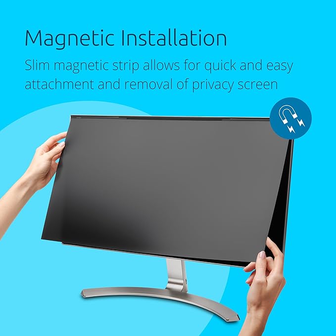 Kensington MagPro 21.5 Inch Magnetic Computer Privacy Screen for Desktop, Removable 16:9 Computer Privacy Filter, Anti-Glare Blue Ray Reduction, Compatible with Slim Bezel Monitors, K55420WW