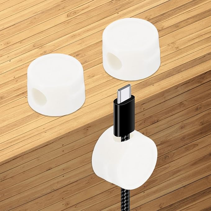 PATIKIL Cable Organizer Holder, 3 Pcs Magnetic Spring Desk Cable Management Clips Adhesive Cord Holder Keeper for Office Desktop Wall Car, White