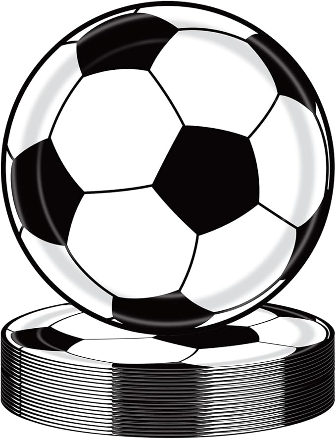 50PCS Soccer Party Paper Plates 7 Inch, Disposable Soccer Birthday Party Supplies Cake Dessert Plates for Birthday Baby Shower Sports Theme Decorations (Soccer)
