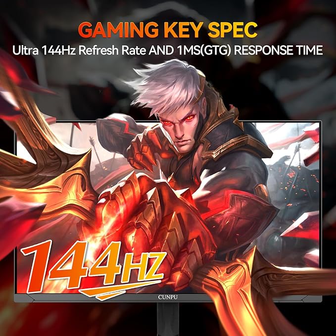 32 Inch 4k Gaming Monitor, 144Hz UHD Fast IPS Panel, 1ms GTG, sRGB 120%,10 Bit, Gsync & FreeSync, Support Xbox PS5 4k 120Hz VRR ALLM, HDMI 2.1,DP 1.4, Height/Vertical Adjustment
