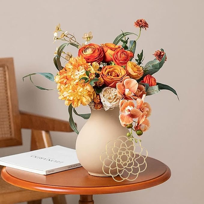 3Pcs Flower Arrangement Holder Set- Stainless Steel Floral Grid Organizer - Wire Frog Insert for Vases Bouquets DIY Home Decor(Gold)