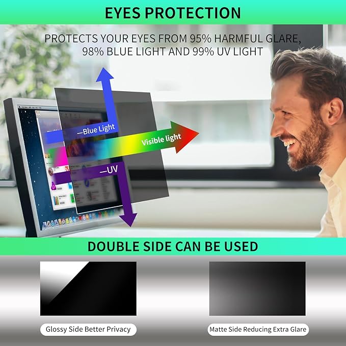 DEJIMAX 32 Inch Curved Computer Privacy Screen Filter for 16:9 Widescreen Computer Monitor Computer Screen Protector Computer Screen Privacy Shield Anti Glare and Blue Light