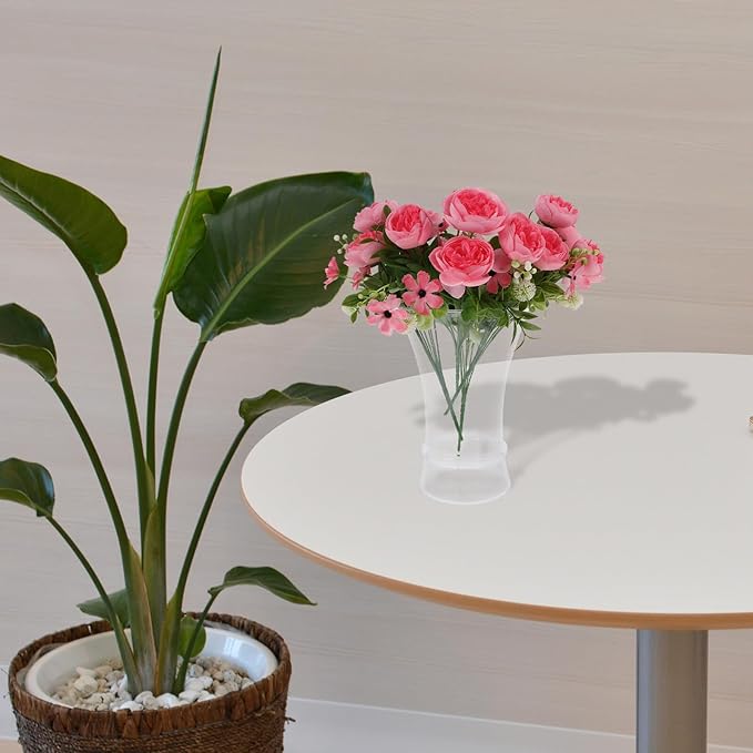 TIDTALEO Plastic Flower Vase for Desktop Decoration Shatterproof Dried Floral Vase with Compact Lightweight Design Modern Minimalist Style for Office and Home Table Ornament