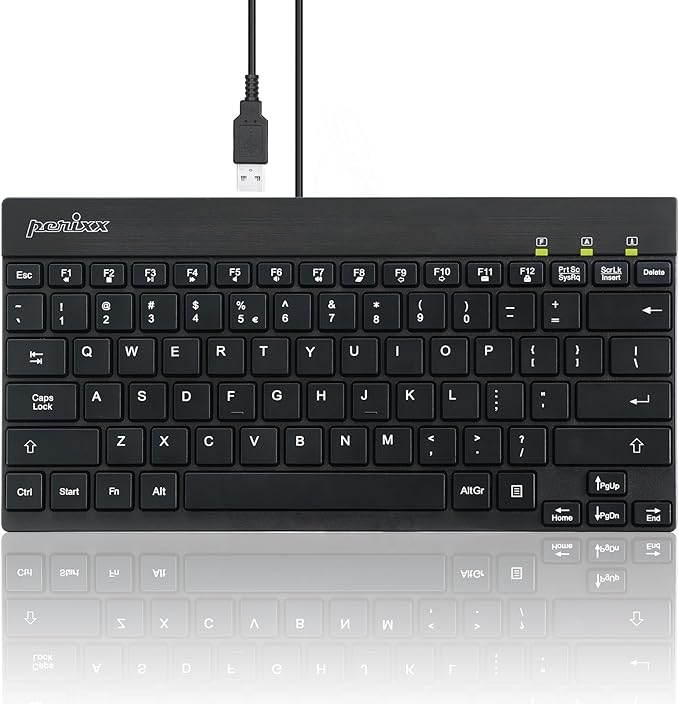 Perixx PERIBOARD-426 Wired Mini Low Profile Keyboard (Wired USB), US English Layout (11665)