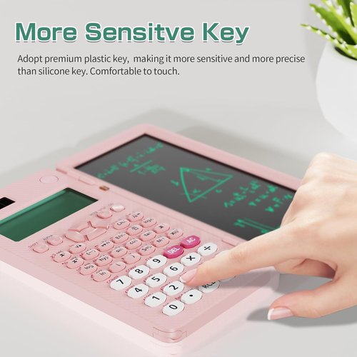 ROATEE 991ES MAX Scientific Calculator - 4-Line LCD Display & Portable Notepad for Students | Pink