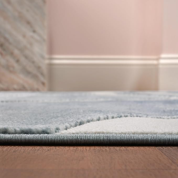JONATHAN Y Sun Two-Tone High-Low Indoor Area Rug 3X5 Blue/White, Aelius MidCentury Scandinavian Abstract for Living Room, Bedroom, Kitchen, Easy-Cleaning, Pet-Friendly, Non-Shedding SND101C-3