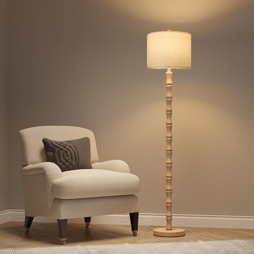 BOBOMOMO 62" Farmhouse Floor Lamp - Rustic Retro Design with Rotary Switch for Living Room & Bedroom