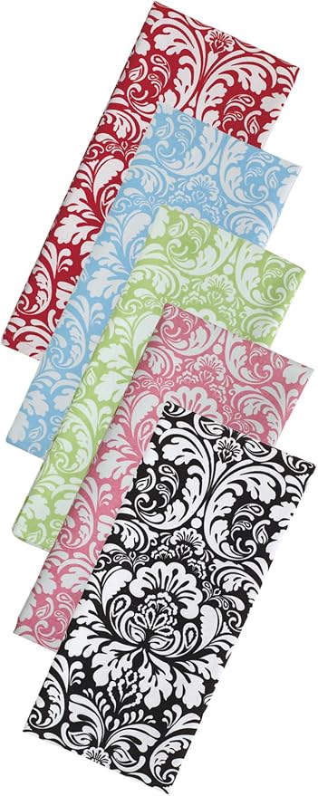 DII Cotton Dish Towel Set Damask Print, 18x28, Black, 2 Count