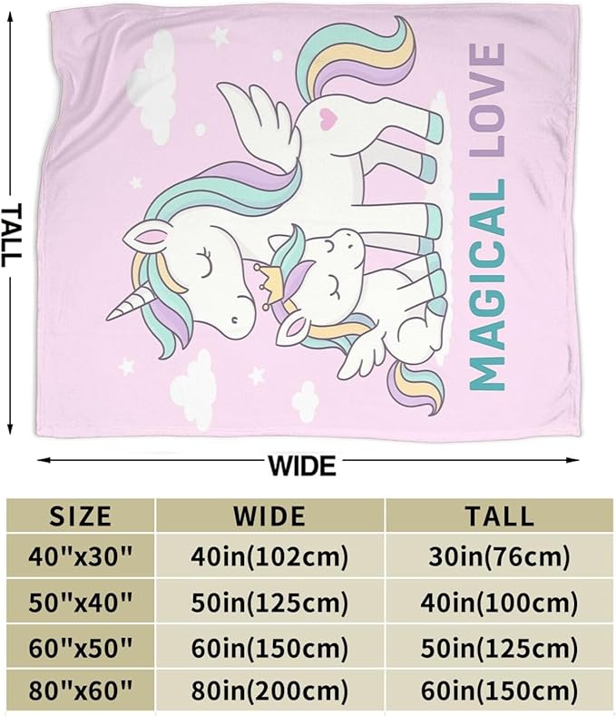Unicorn Blanket Cute Unicorn Throw Blanket Magical Love Soft Cozy Fleece Fuzzy Stuffed Plush Flannel Animal Gifts for Girls Women Boys Kids Adults 40''x50''