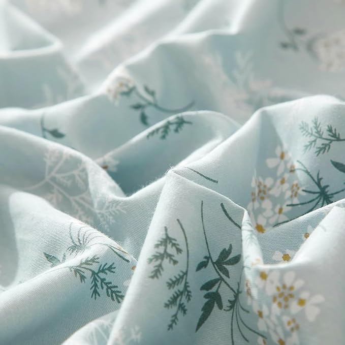 Blue Flowers Comforter Set Twin XL Soft Fluffy Microfiber Bedding Set Vintage Farmhouse Floral Comforter Set Garden Style Botanical Comforter for Girls Teens Boho Floral Bed Comforter for All Season