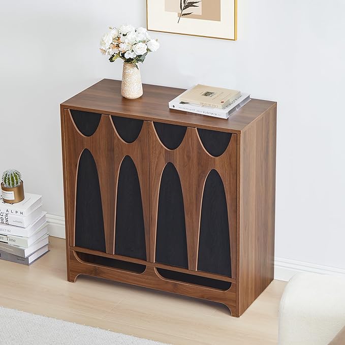 Bifins Sideboard Buffet Cabinet with Storage Set of 2, 63” Mid Century Modern Storage Cabinet with Adjustable Shelf and 4 Doors for Dining Room, Living Room,Entry