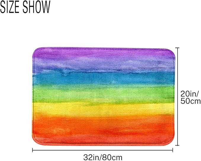Britimes Bath Mat for Bathroom Colorful Stripe Rainbow Washable Floor Rug Carpets Floor Mat Bathroom Decorations 20x32 inches for Kitchen Bedroom Indoor