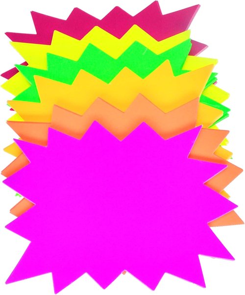 Fluorescent Neon Signs by [Brand Name] - 60 Pieces Burst Star Cutouts for Retail & Yard Sales | 5x6.6 Inch
