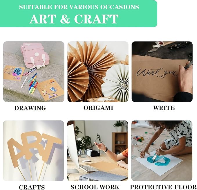 18”x 24”Kraft Paper Sheets Bulk Brown Paper Large Craft Paper for Arts, Drawing, DIY Projects, Brown Wrapping for Gift Shipping Packaging 200 Sheets