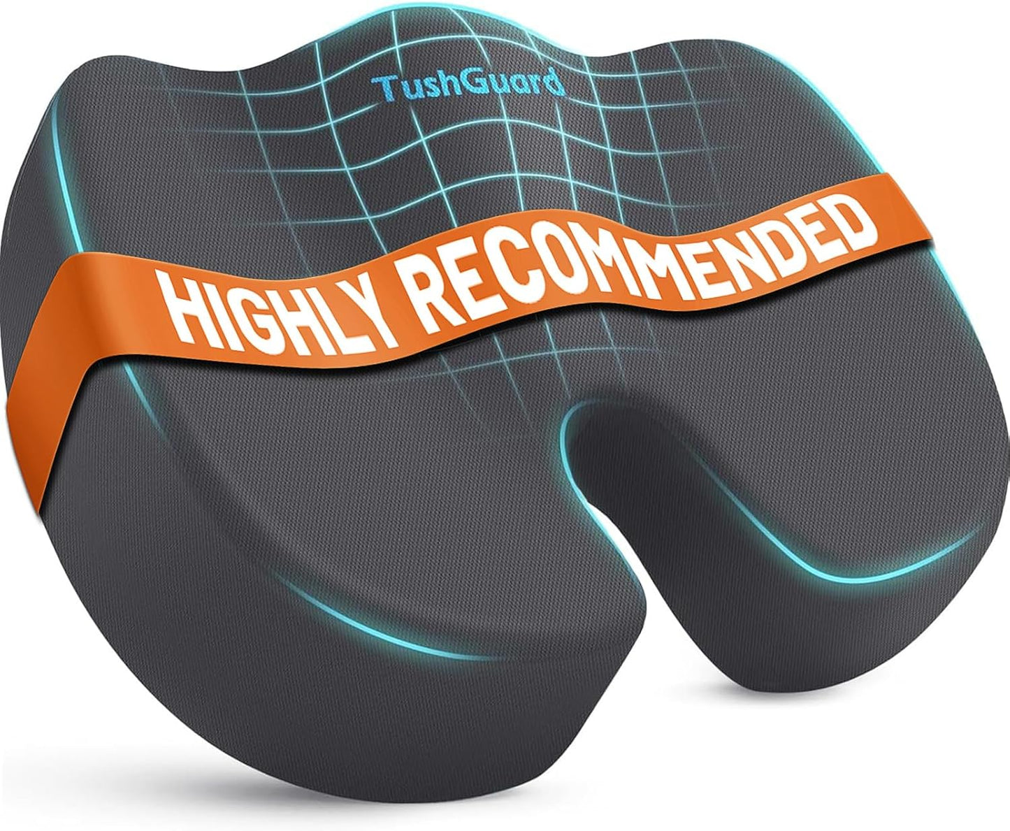 TushGuard Seat Cushion - Memory Foam Tailbone Pain Relief Pad for Office & Car | Non-Slip, XXL, Gray