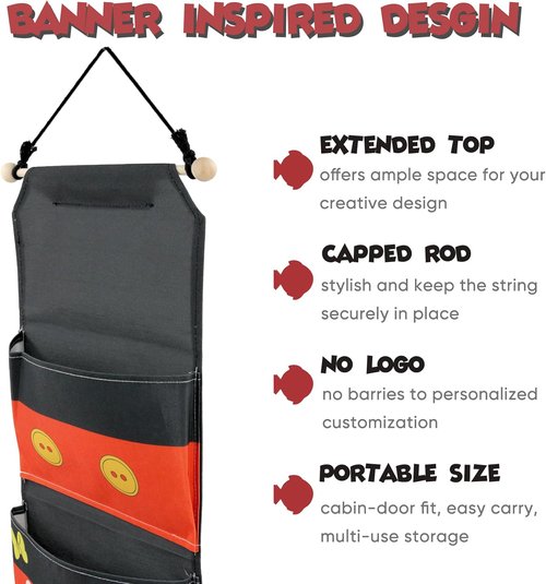 RUNROLE 2 Pocket Canvas Fish Extender - Portable Hanging Storage Organizer for Cruises | Customizable 10-Inch Width
