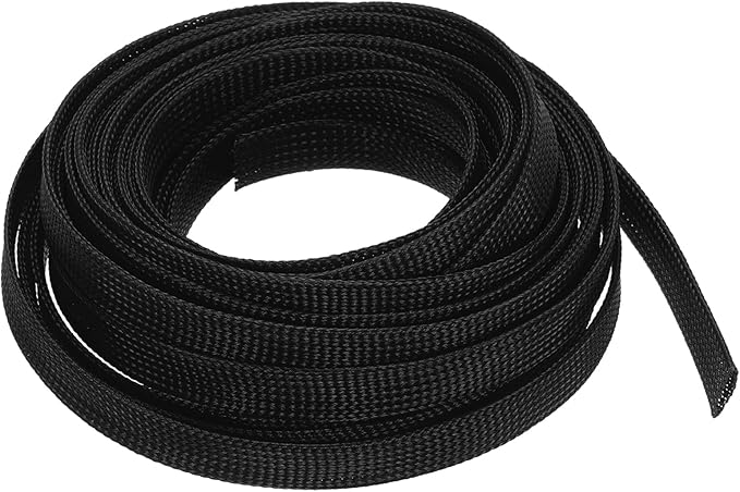 uxcell PET Expandable Sleeving 25ft 1/2" Black Cable Management Sleeve Cord Organizer for Wrap Protect Cable