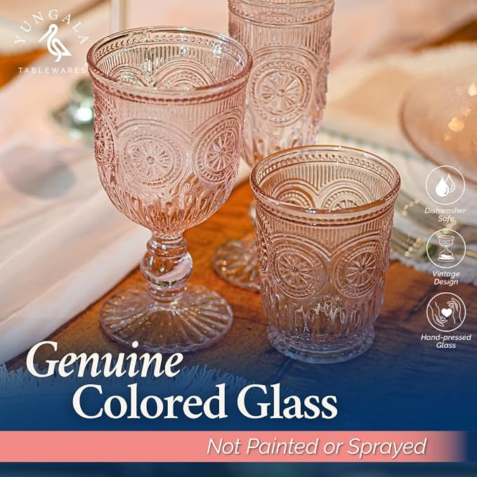 Purple Small Drinking Glasses Set of 6 Vintage Hobnail Design 8 oz