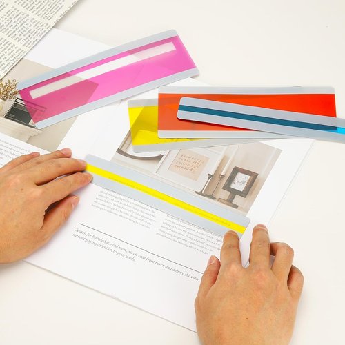 PATIKIL Dyslexia Reading Tools - 22 Pcs Reading Tracker Ruler & Guided Strips, Blue Color