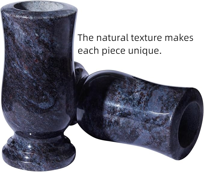 Cemetery Granite Vase for Grave, Natural Stone Heavy Headstone Flower Holder.