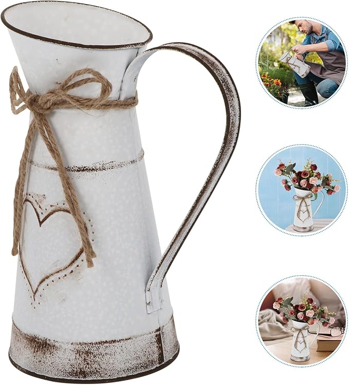 BESTonZON Decorative Metal Iron Flower Vase for Rustic Floral Arrangements Heart-Shaped Design for Home Decor Weddings and Garden Centerpieces