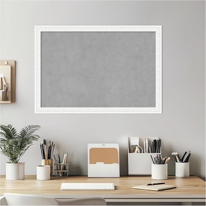 Amanti Art White Framed Magnetic Board 18x26 Medium Vision Board for use with Magnets, 100% Metal Sheet to Display Items as Office Decor or for Home Organization in mudroom, Kitchen or Kids Room