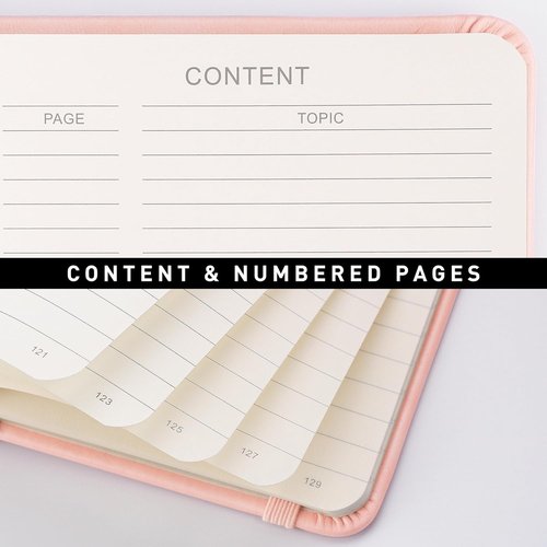 RETTACY Lined Journal Notebook - A5 Medium Size (5.7'' x 8.3'') | Leather Hardcover, 192 Numbered Pages, Rose Gold