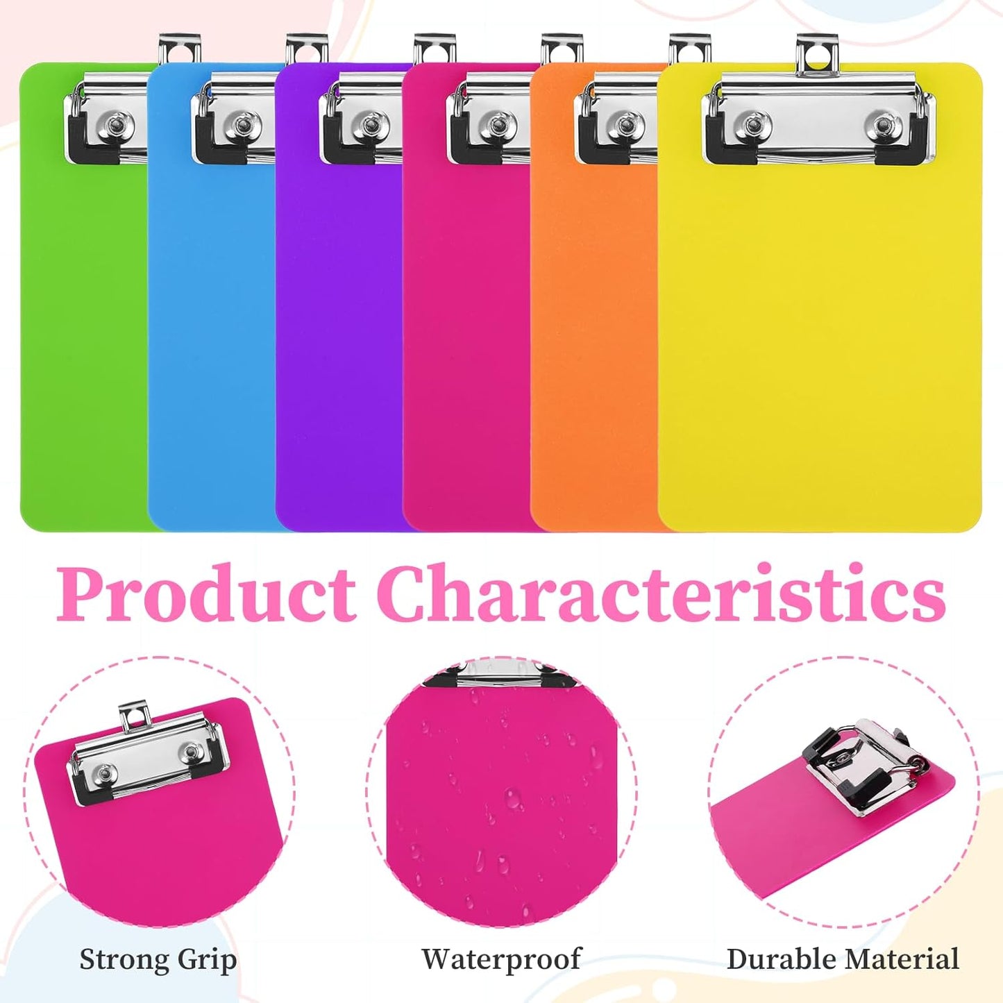 Skiennix Mini Clipboards - Cute 4x6 Inch Pocket Notepads for Offices & Schools | Set of 6 Colors