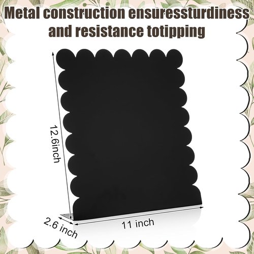 Gueevin Magnetic Metal Board - 2 Pcs Scalloped Display Stand for Memos & Photos | 12.6" x 11" Black