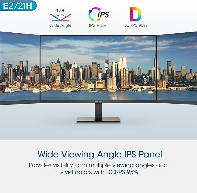 KOORUI 27 Inch QHD (2560x1440) IPS HDR Ultra-Thin Computer Gaming Monitor, 120Hz Refresh Rate, DCI-P3 95%, FreeSync & G-Sync, 1ms MPRT, VESA 100x100mm, Tilt Adjustable for Game and Work