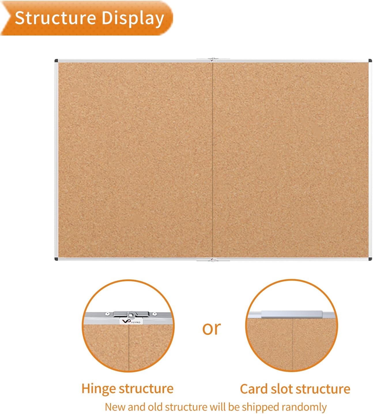 VIZ-PRO Cork Bulletin Board - Large 72" x 48" Foldable Wall-Mounted Pin Board with Silver Frame