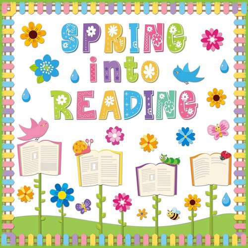 Gisgfim Spring Reading Bulletin Board Decorations Set - Butterflies & Flowers Cutouts for Classroom Decor