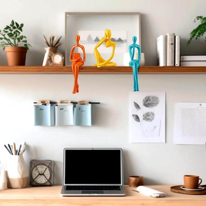 AceOrbit 3 Pcs Mid Century Modern Decor Thinker Statues Bookshelf Decor Thinker Sculptures Abstract Art Ornament Modern Aesthetic Figurine for Home Bedroom Office Shelf Table Desk Bookshelf Decoration