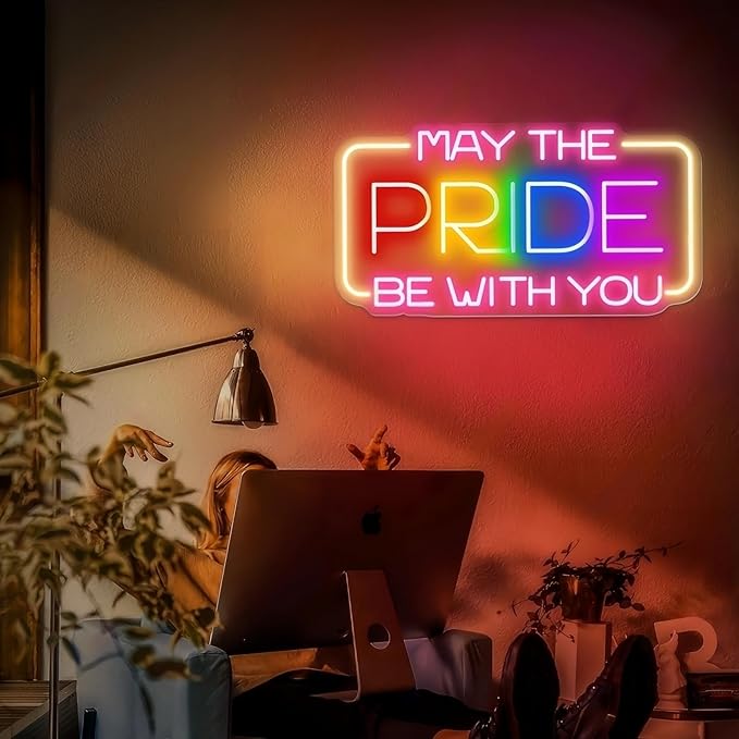 May The Pride Be With You Neon Sign, Pride Neon Light for LGBT Gay Bar Party Decorations, Rainbow Pride Sign, Love Wins Neon Sign for Bedroom Living Room Store Gay Bar Club Party Girls Gift