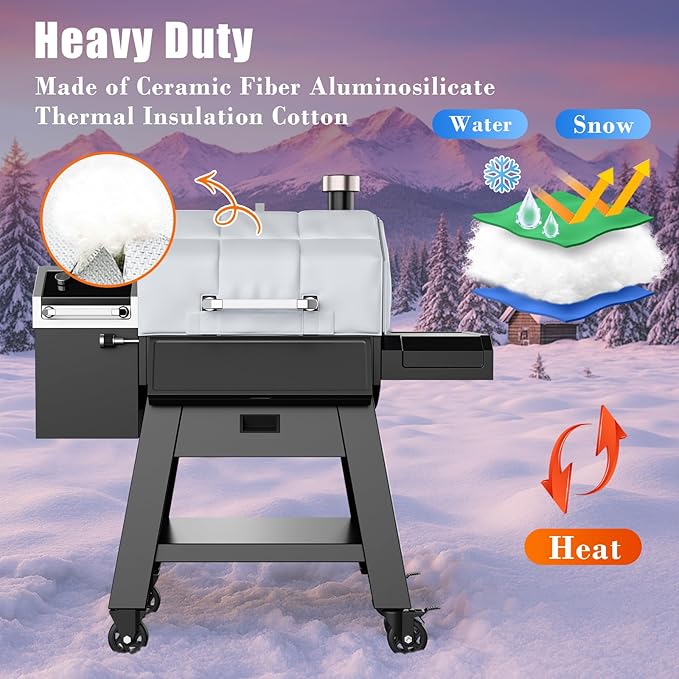 Grill Thermal Insulated Blanket for Pit Boss Platinum Laredo 1000 PB1000PL Pellet Grill fits Pit Boss Laredo 1000 Grill Wood Pellet Grill Smoker Insulation Blanket for Winter Cooking
