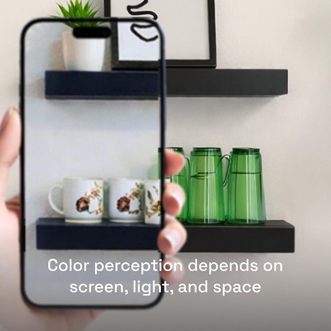 BAOBAB WORKSHOP Solid Wood Floating Shelves for Wall 30 Inches Long, Real Wooden Bathroom Shelf Large, Heavy Duty Wall Shelves Mounted Kitchen Bedroom Farmhouse, Black Shelf, 30W × 6.7D, Set of 2