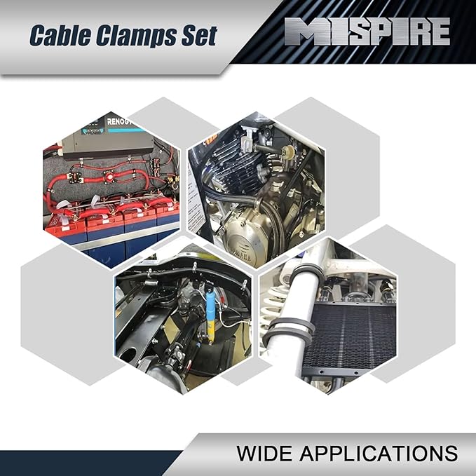 MISPIRE 25 Pack Cable Clamps Assortment Kit, 304 Stainless Steel Rubber Cushion Pipe Clamps in 3 Sizes 1/2", 3/4", 1"