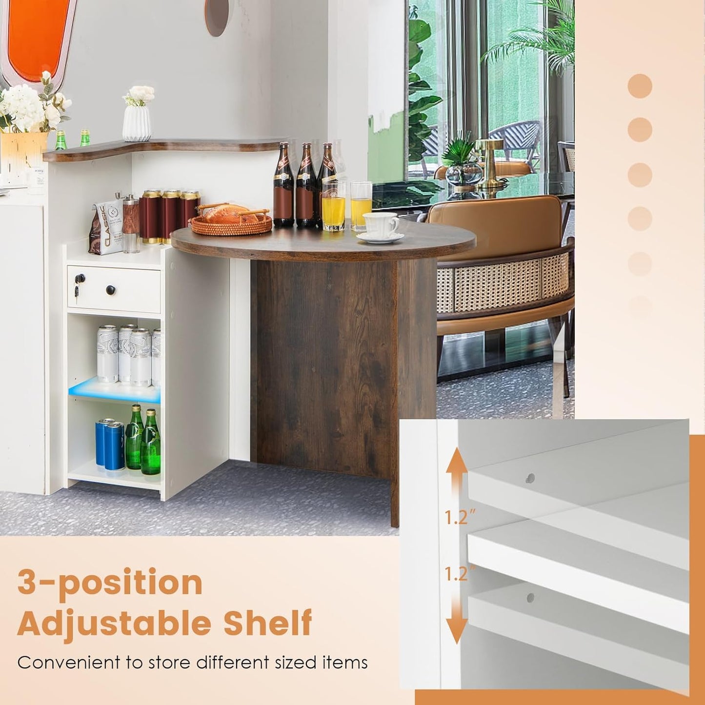 Tangkula Reception Desk - Stylish Front Counter with Lockable Drawer & Adjustable Shelf | Oval Desktop for Salon & Office
