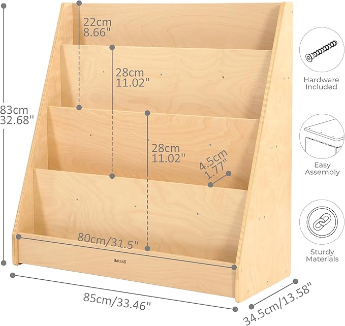 Kids Bookshelf for Toddlers and Babies, Wooden Montessori Bookshelf for Kids Room, Baby Book Shelf with Storage for Nursery, Classroom, Playroom