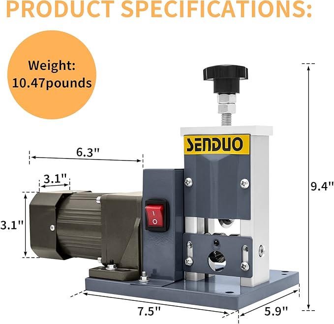 Automatic Wire Stripper Machine,25W 0.04" - 0.79" Electric Wire Stripping Machine,with Free Replacement Blades,Portable cable stripper for Scrap Copper Wire Cable Recycling