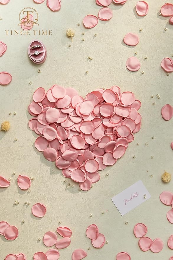 TINGE TIME 200pcs Rose Petals and Fake Roses Artificial Flowers for Wedding Decor, Bridal Shower, Party Decoration - Silk Flower Petals Bulk Pack (Dusty Pink)