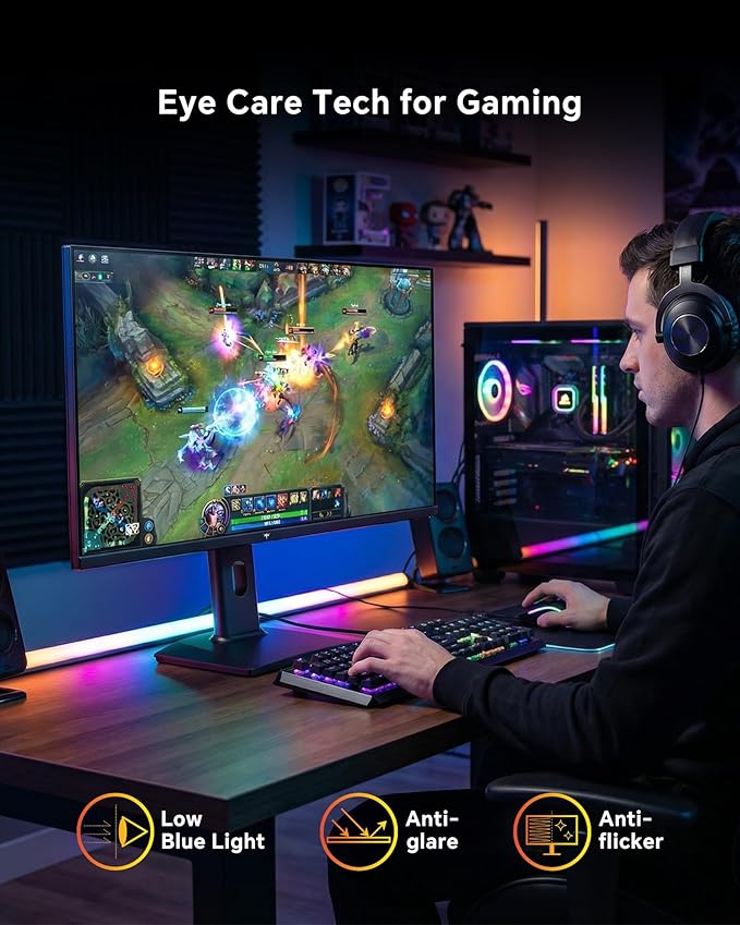 KTC 27 Inch 240Hz Gaming Monitor - FHD 1080P Monitor Fast IPS with Adaptive Sync, 1ms(MPRT), 131% sRGB, HDMI Displayport, Tilt Pivot Height Adjustment, Vesa Monitor, White, H27F7