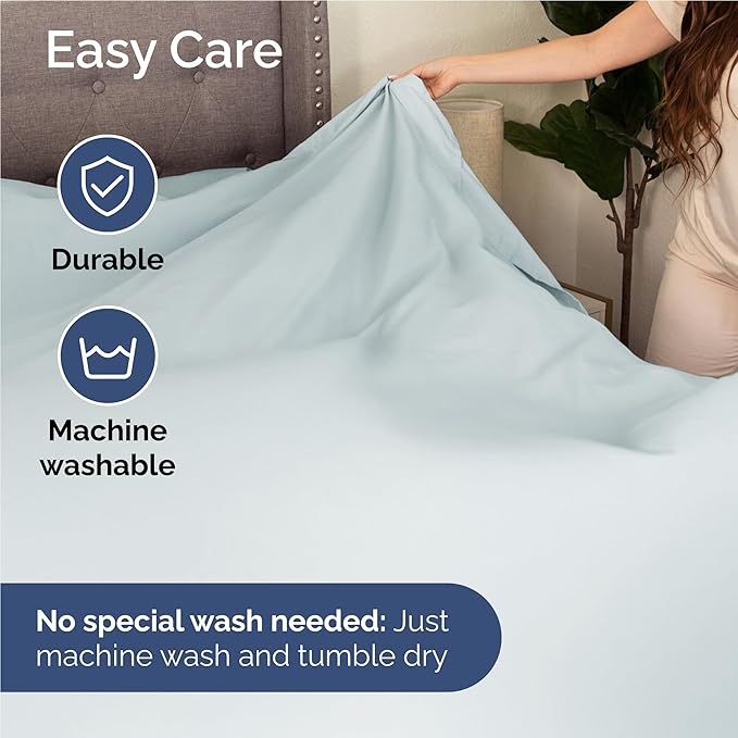 Twin XL Size 3 Piece Sheet Set - Comfy Breathable & Cooling Bed Sheets Set - Hotel Luxury Bedding for Women, Men, Kids, Teens, Boys & Girls - Deep Pockets, Soft and Wrinkle Free - Oeko-Tex - Ice Blue