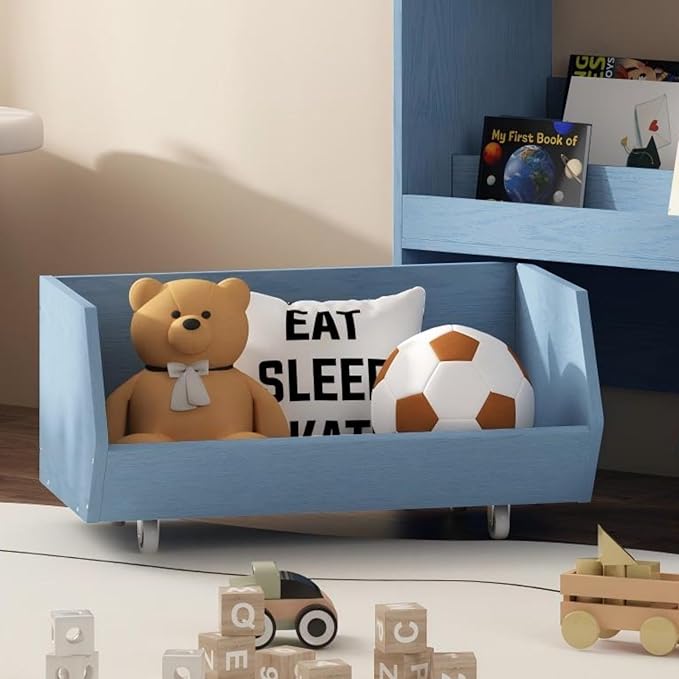 Bookshelf Toy Storage Organizer, Kids Bookshelf and Cabinet for Boys and Girls, Muti-Functional Kids Display Bookcase and Storage Bin with Moveable Drawers for Children Nursery Room