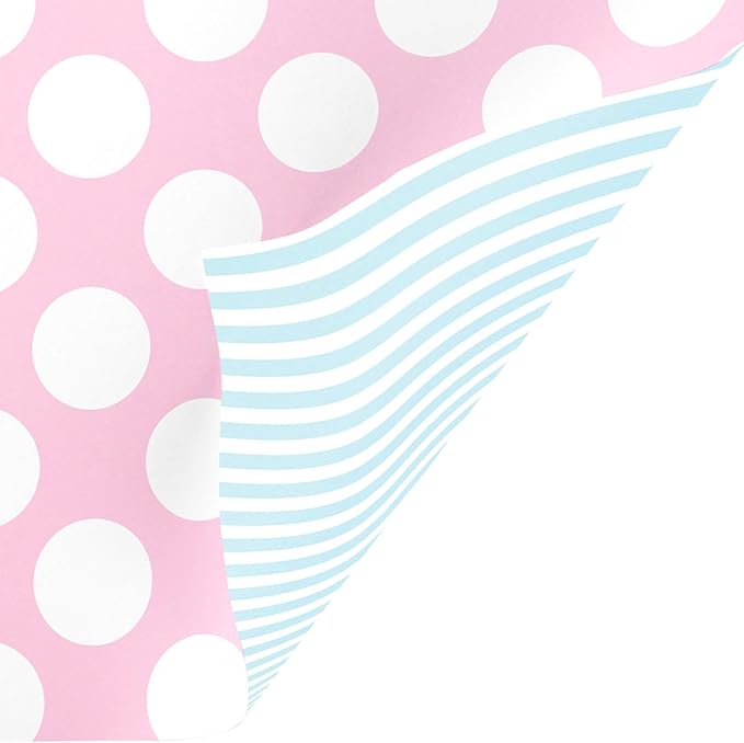 Jillson Roberts Bulk Gift Wrapping Paper, Two-Sided Pastel Pink & Pastel Blue, 1/2 Ream 417' x 30"