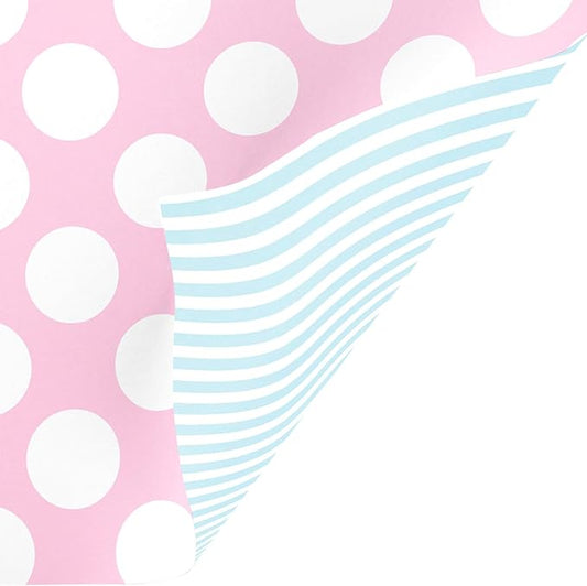 Jillson Roberts Bulk Gift Wrapping Paper, Two-Sided Pastel Pink & Pastel Blue, 1/2 Ream 417' x 30"