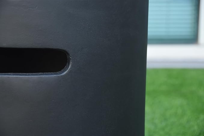 AMS Fireplace | Elementi 20lb Propane Tank Cover (Cylinder Smooth - Black) | GFRC, Black Color, Round Shape, Size - 15.7 x 15.7 x 20 inches | Suited for Propane Tank Fire Pit