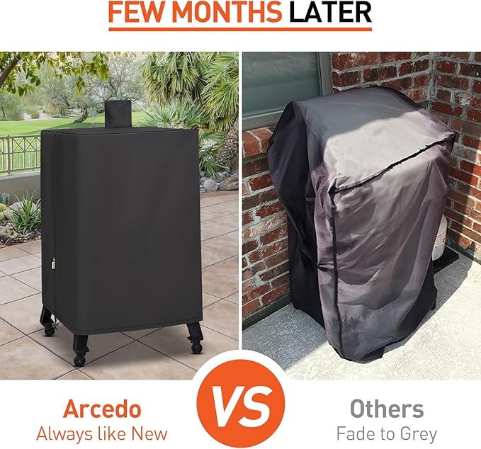 Arcedo Vertical Smoker Cover Compatible with Pit Boss Copperhead 4, 5, 7 Series, PBV4PS2, PBV4NX, Pro 4-Series, Heavy Duty Waterproof Outdoor Wood Pellet Grill Cover for PB 73550, Black